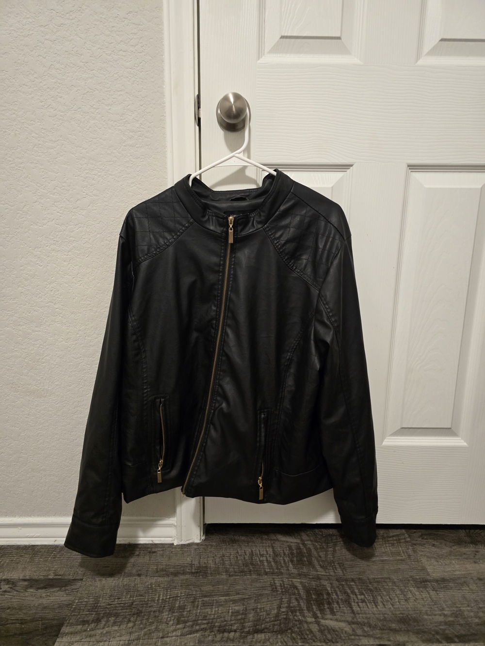 Women's Black Faux Leather Zip Jacket Size 3x